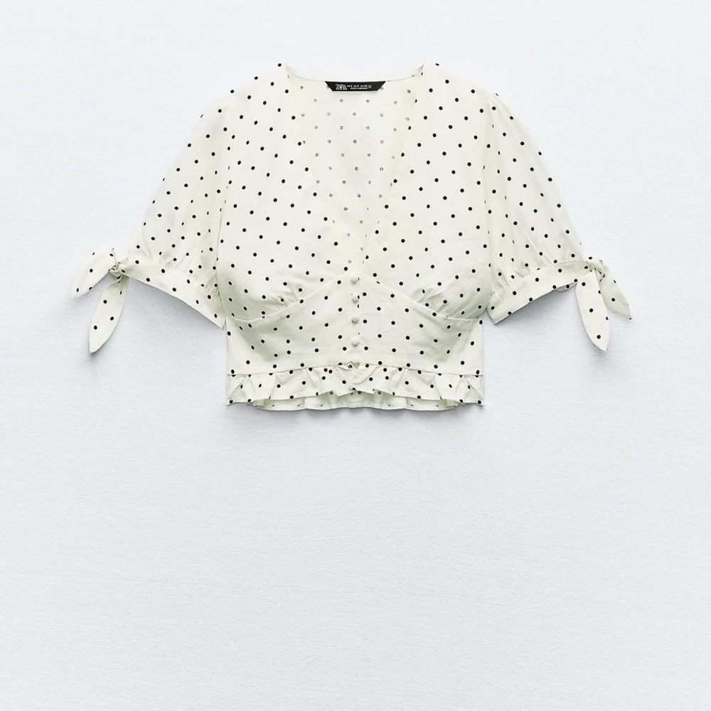 Zara Black and White Polka Dot Blouse